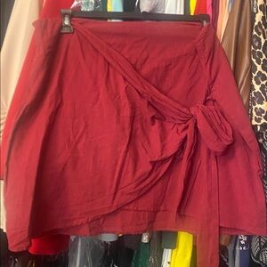 Maroon Wrap Skirt with Bow
